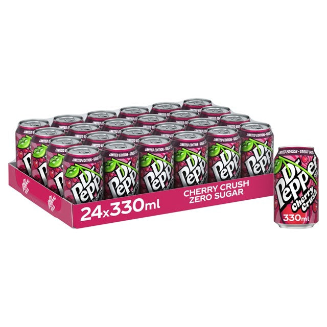 Dr Pepper Cherry Crush Zero Sugar, 330 ml Cans, 24-Pack